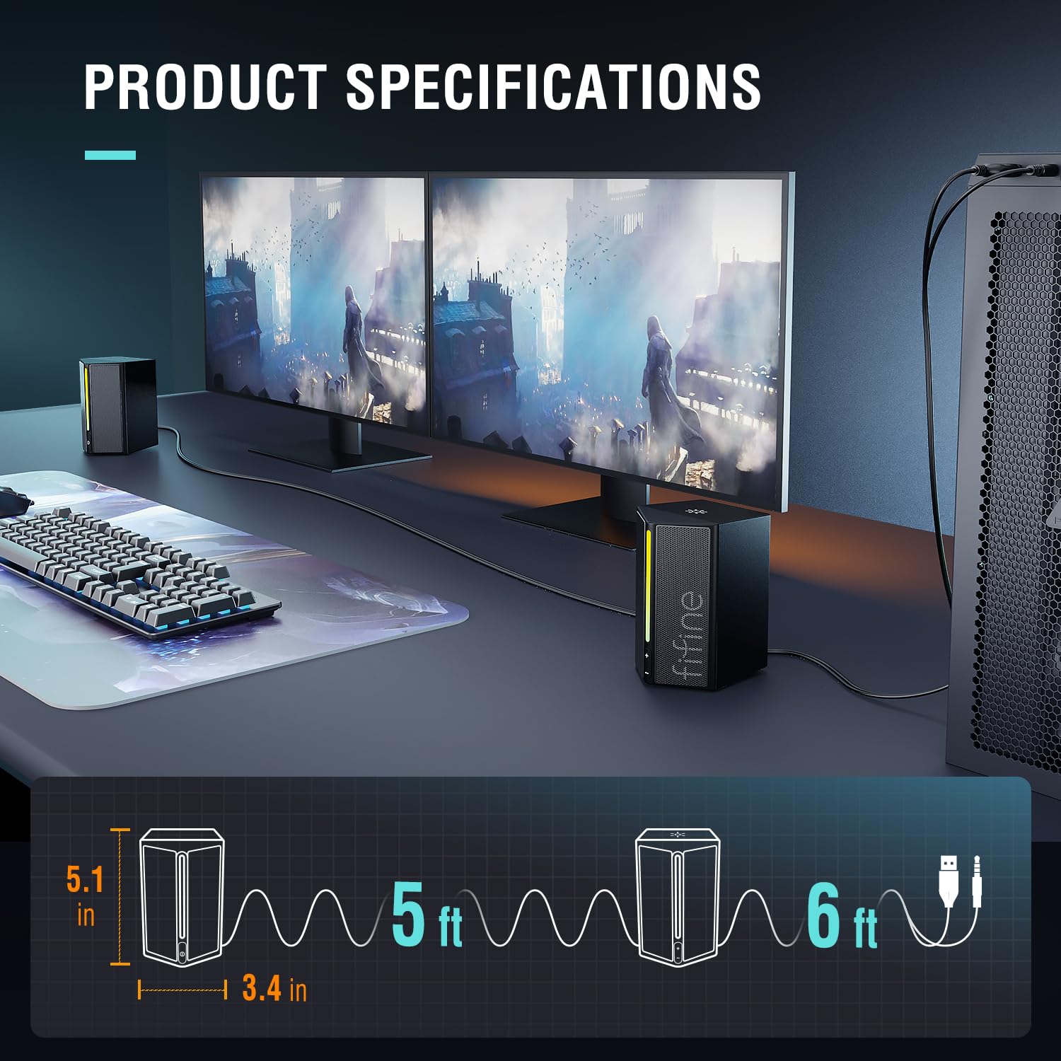 Foto 7 | Altavoces de Ordenador Fifine Ampligame A20 Rgb 2.0ch Para Pc/portátil - Venta Internacional