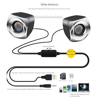 Foto 4 | Altavoces de Computadora Ezeey Miniestéreo USB con Cable para PC - Venta Internacional