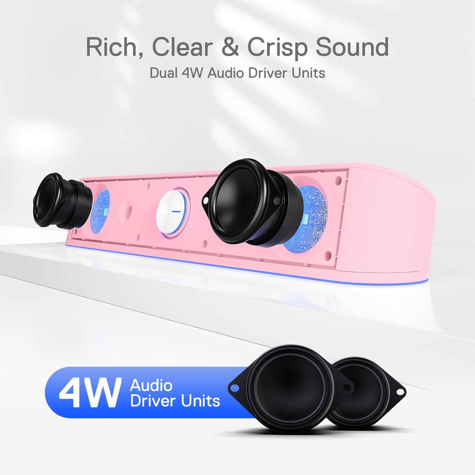 Foto 4 pulgar | Barra De Sonido De Sobremesa Redragon Gs560 Rgb 2.0 Channel Rosa - Venta Internacional.
