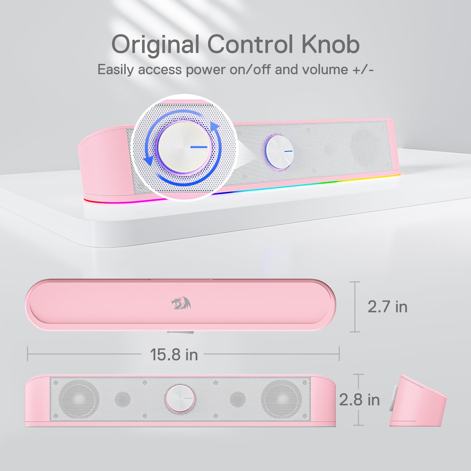 Foto 7 pulgar | Barra De Sonido De Sobremesa Redragon Gs560 Rgb 2.0 Channel Rosa - Venta Internacional.