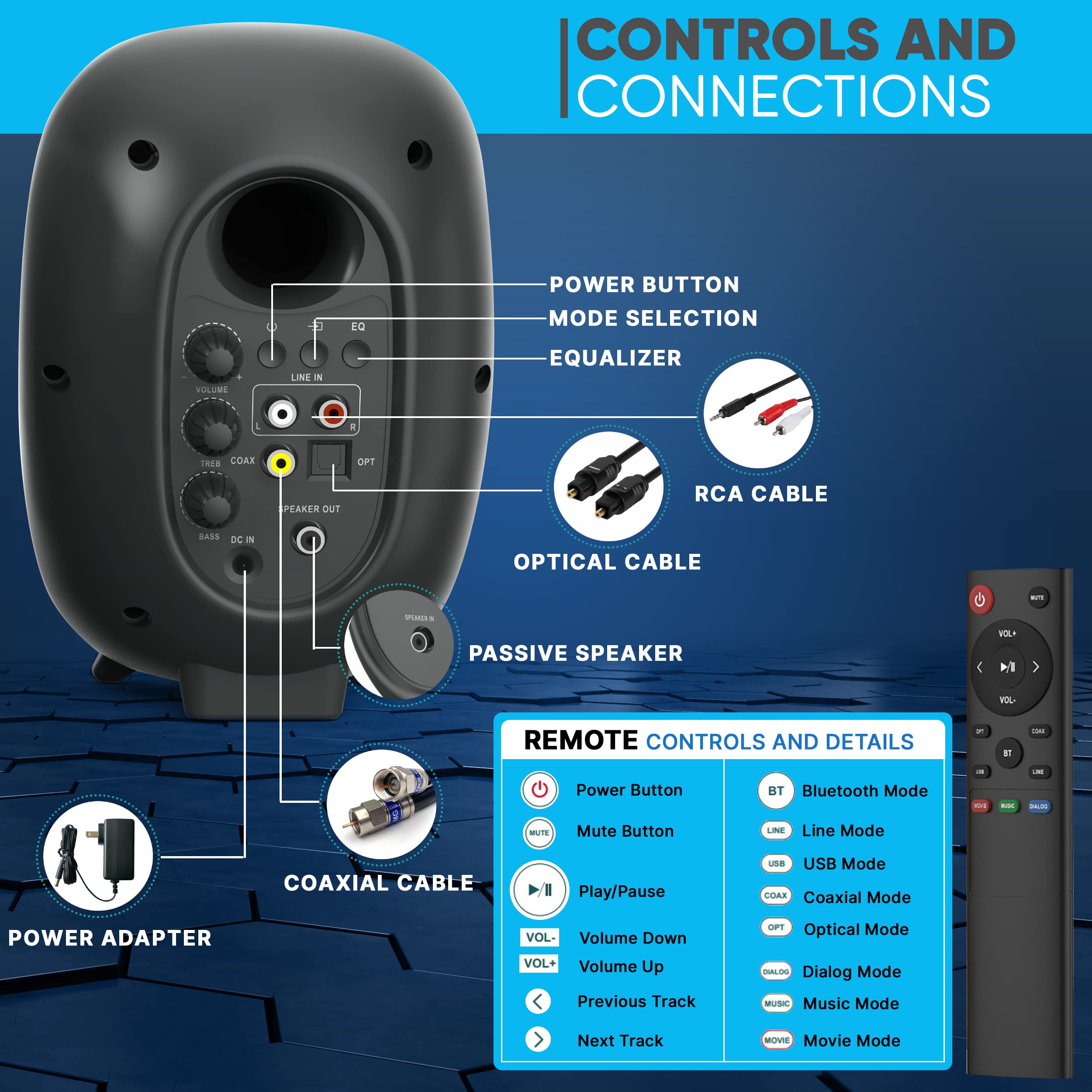 Foto 2 | Altavoces De Estantería Pyle, Monitor De Estudio Bluetooth De 60 W - Venta Internacional.