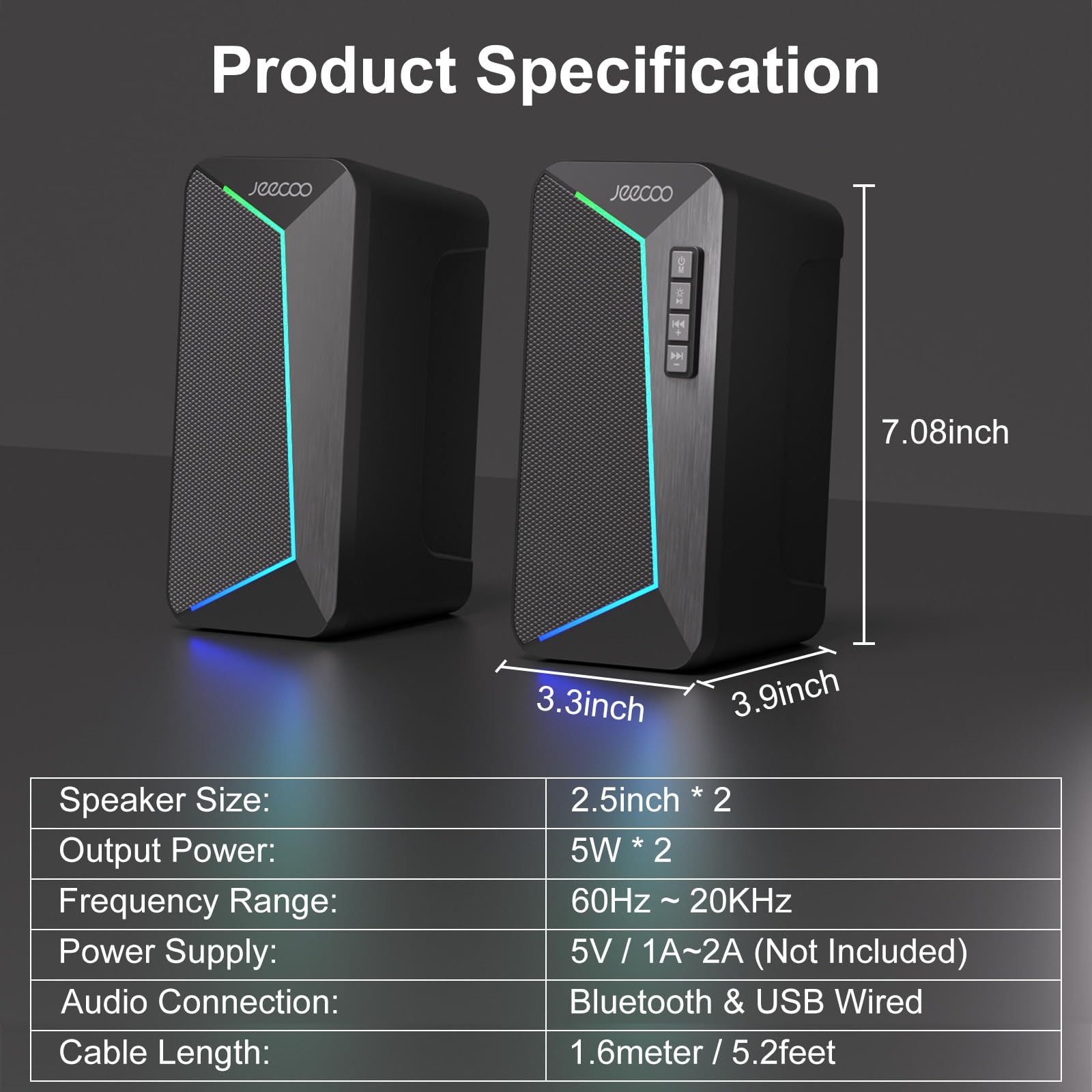 Foto 3 pulgar | Altavoces Bluetooth Jeecoo M30 para Escritorio 10 W - Venta Internacional
