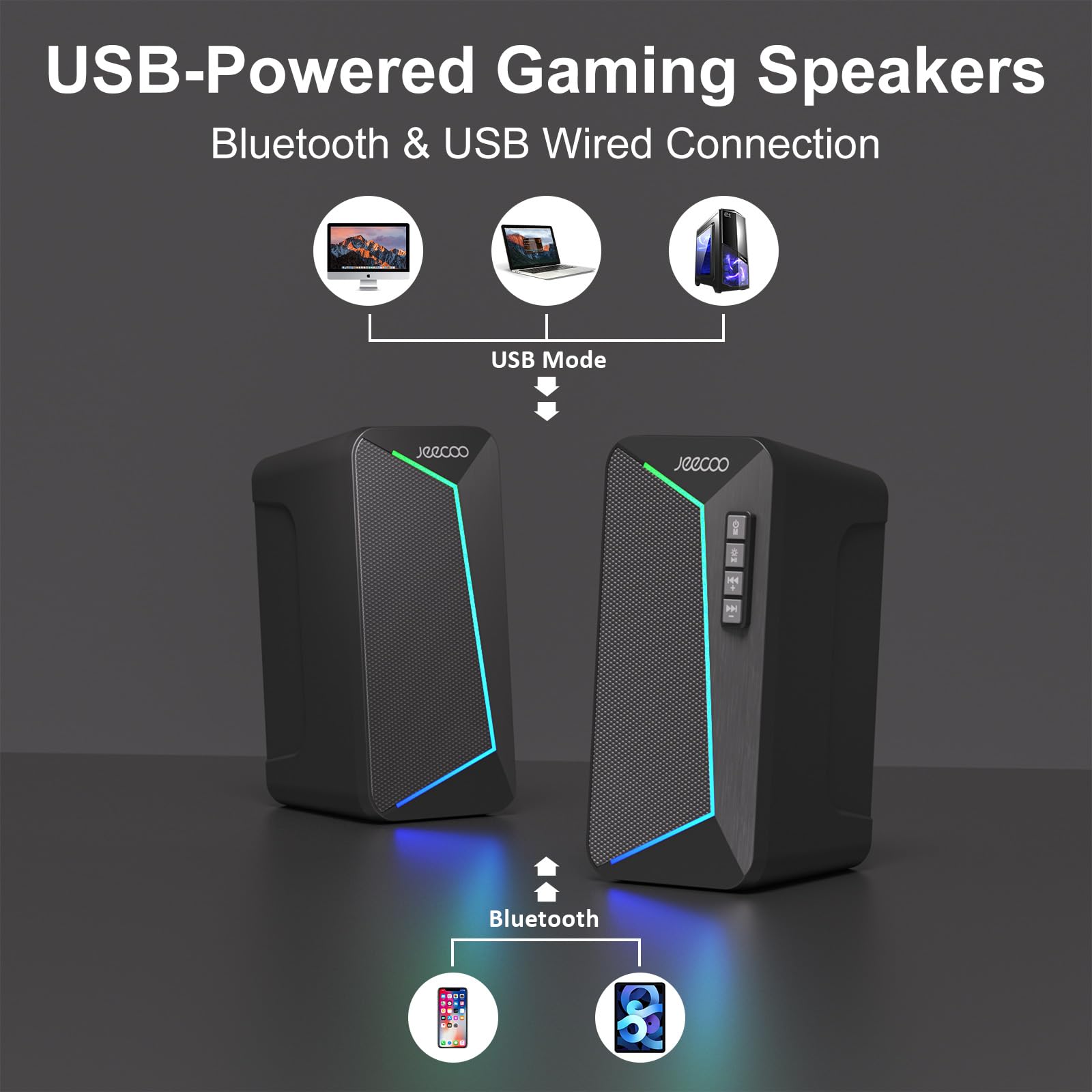 Foto 5 | Altavoces Bluetooth Jeecoo M30 para Escritorio 10 W - Venta Internacional