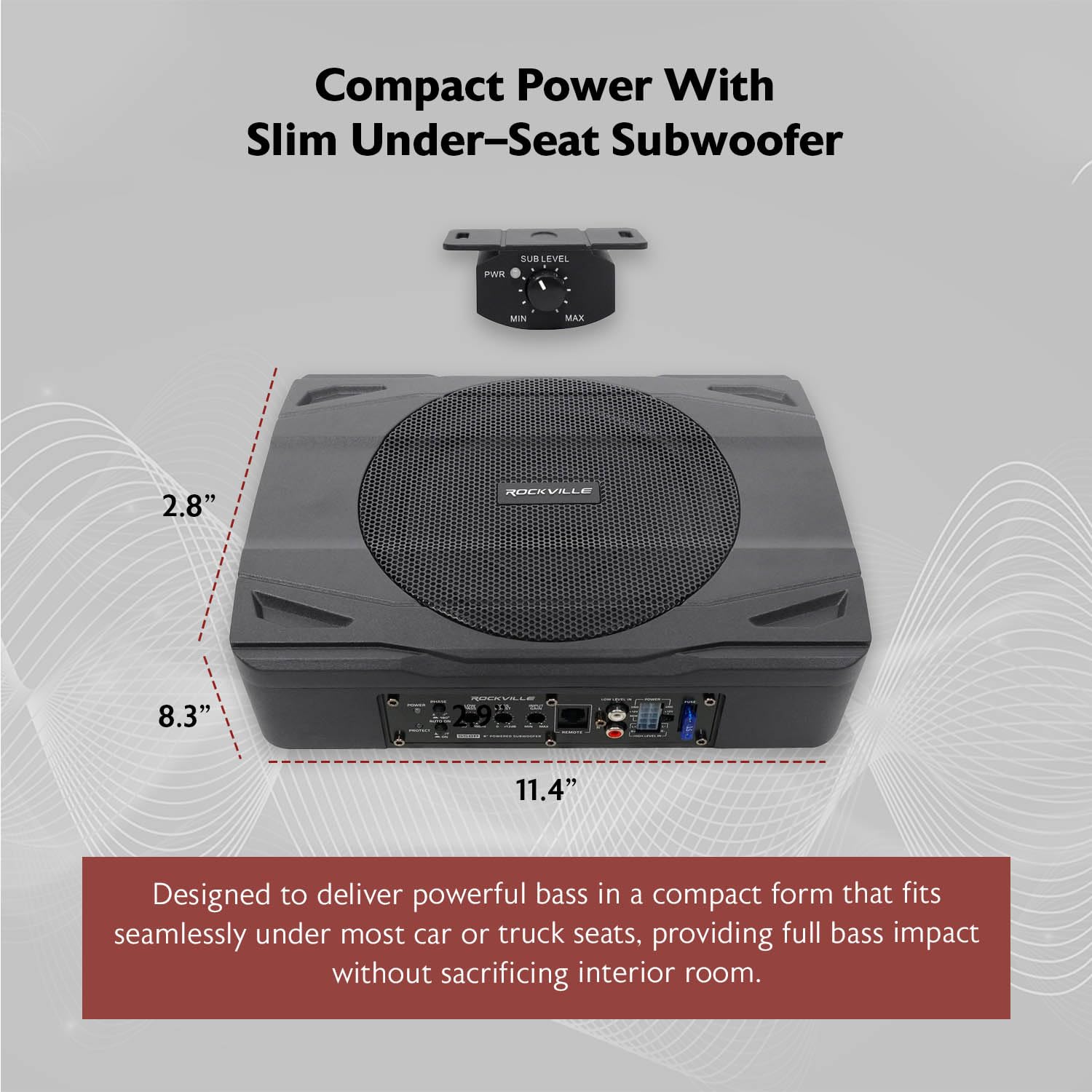 Foto 4 pulgar | Subwoofer Para Coche Rockville Ss8p 400 W 8 Slim Para Debajo Del Asiento - Venta Internacional.