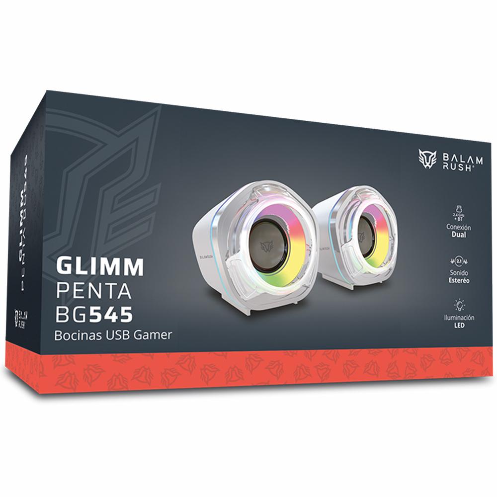 Foto 7 pulgar | Bocinas Gamer Balam Rush Glimm Penta Bg545 Inalambrica Rgb Sonido Estereo 2.0 Usb + Bt 5.0 Blanco Br