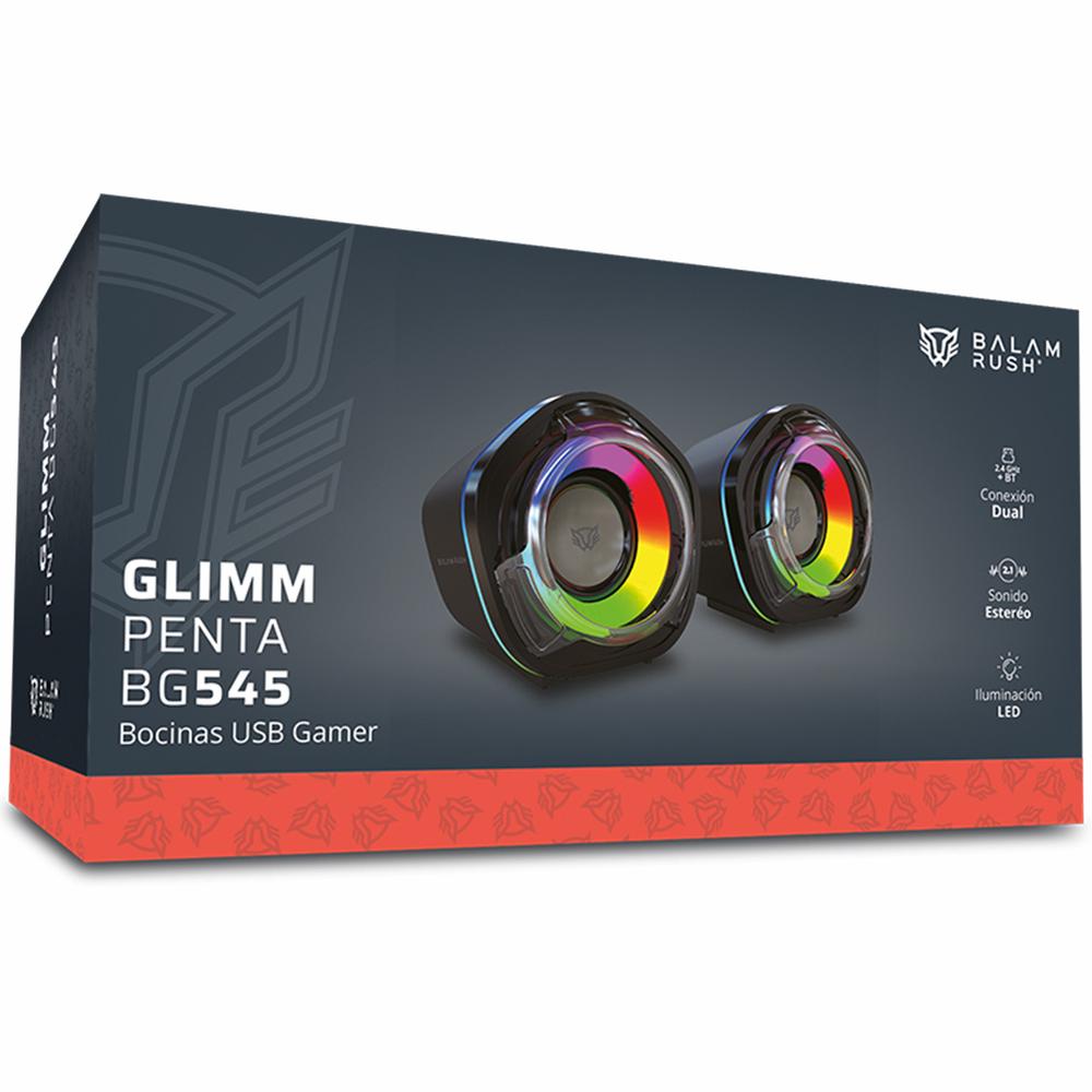 Foto 6 pulgar | Bocinas Gamer Balam Rush Glimm Penta Bg545 Inalambrica Rgb Sonido Estereo 2.0 Usb + Bt 5.0 Negro Br-