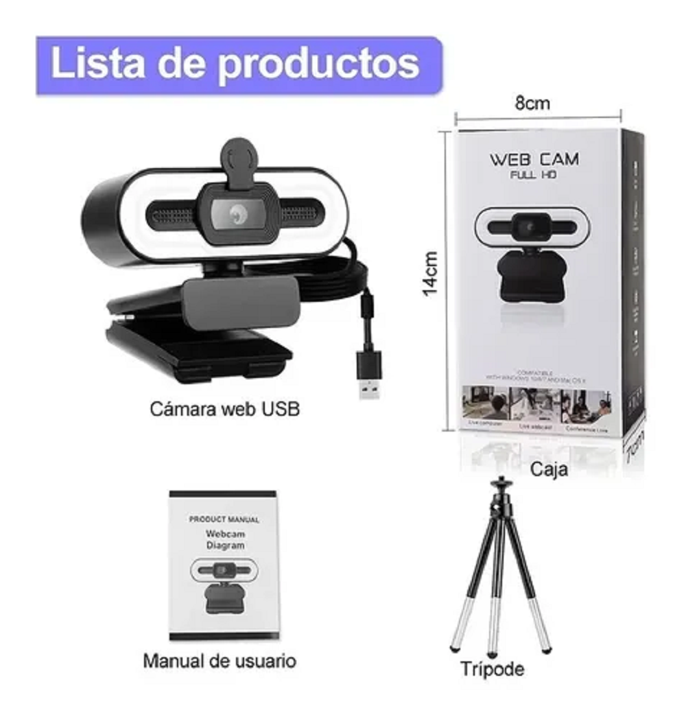 Foto 3 pulgar | Cámara Web de 4k Hd con Micrófono y Enfoque Automático Malubero de 2160p