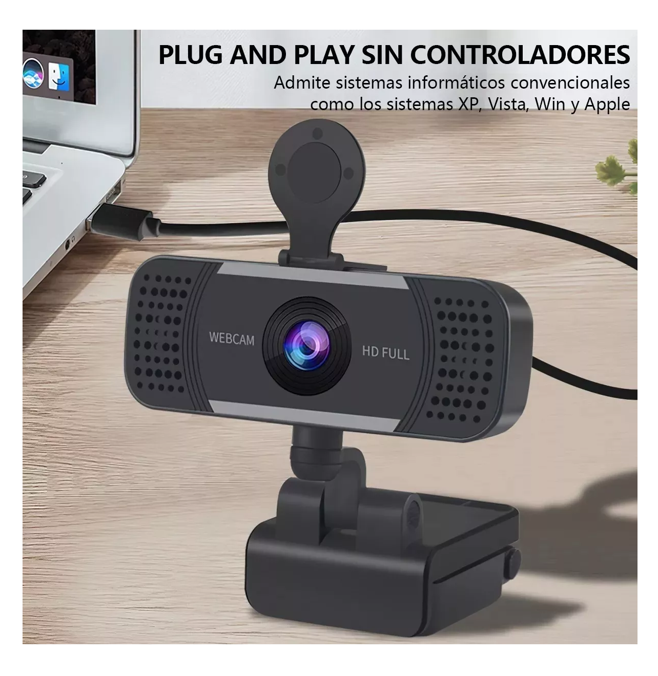 Foto 5 pulgar | Cámara Web W18 Full Hd 1080p Usb Con Micrófono Y Trípode Negro