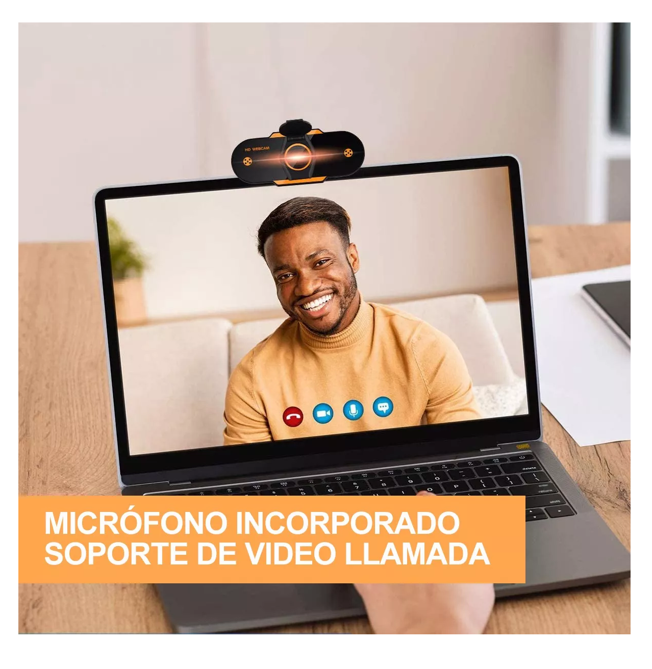 Foto 6 pulgar | Cámara Web Usb Full Hd 1080p 2k Con Micrófono 30fps Para Pc Negro/naranja