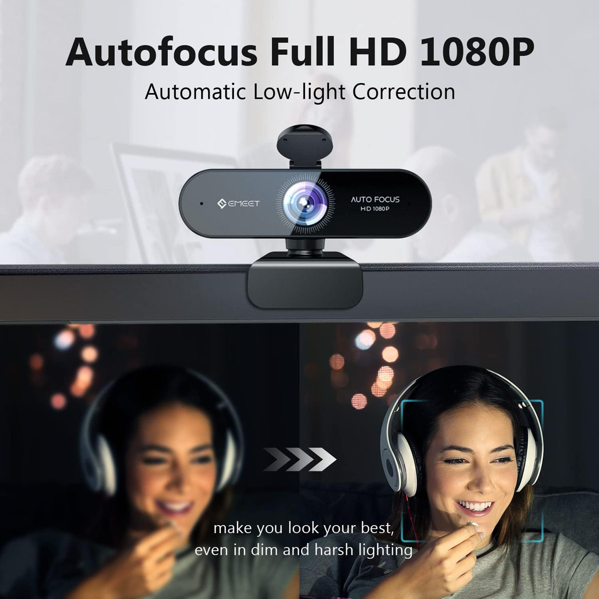 Foto 3 pulgar | Webcam Emeet Nova Hd 1080p Enfoque Automático Micrófonos Con Cancelación De Ruido