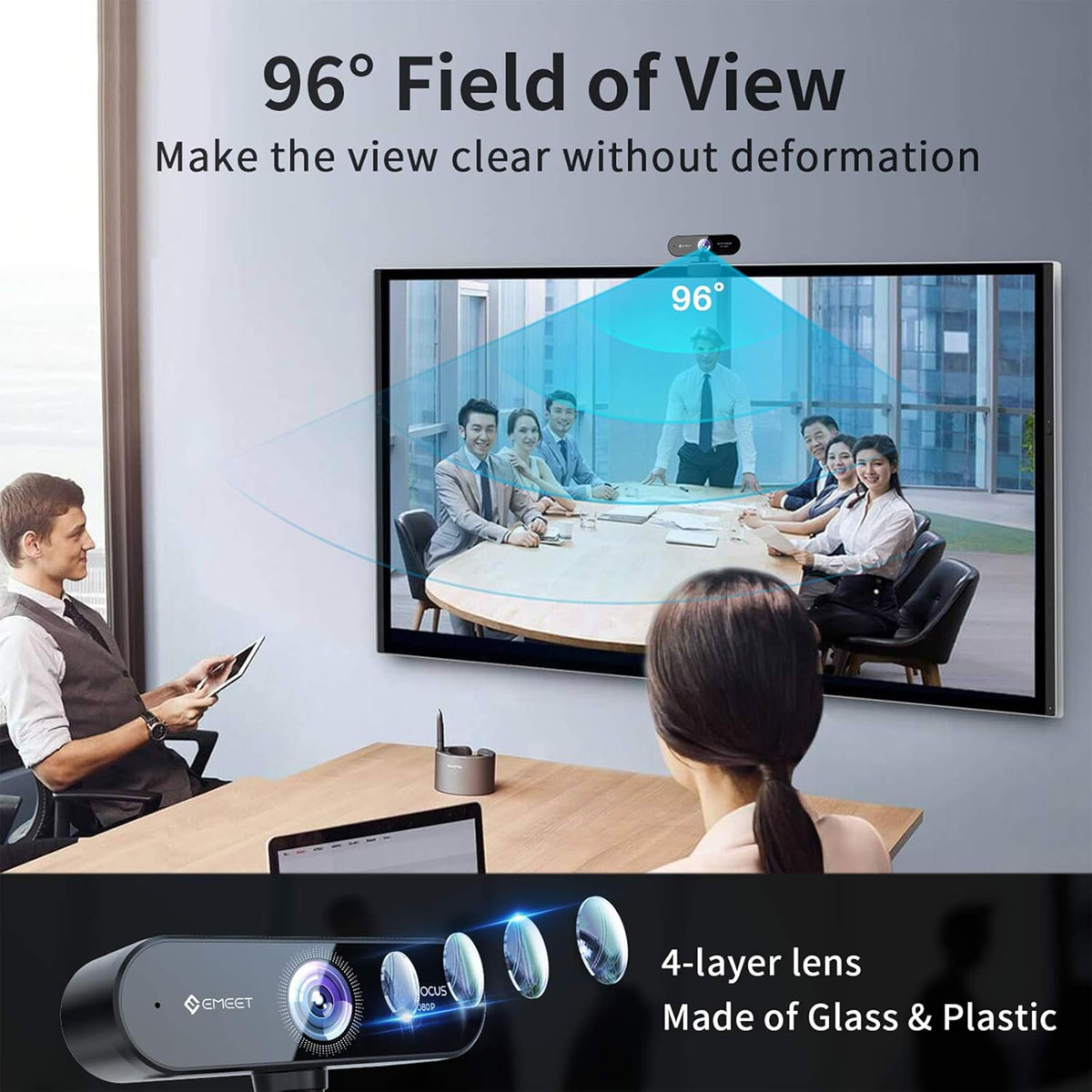 Foto 8 pulgar | Webcam Emeet Nova Hd 1080p Enfoque Automático Micrófonos Con Cancelación De Ruido