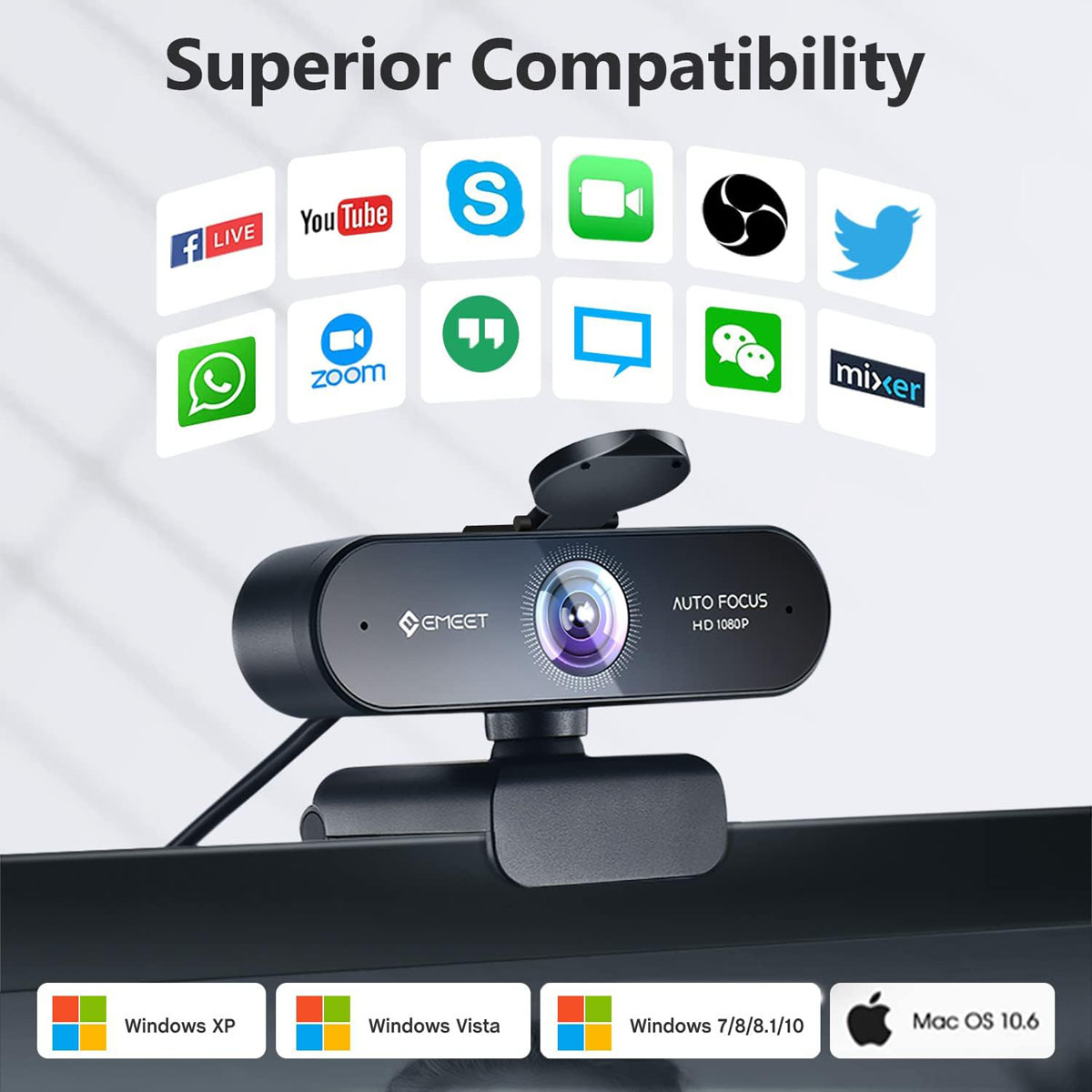 Foto 9 pulgar | Webcam Emeet Nova Hd 1080p Enfoque Automático Micrófonos Con Cancelación De Ruido