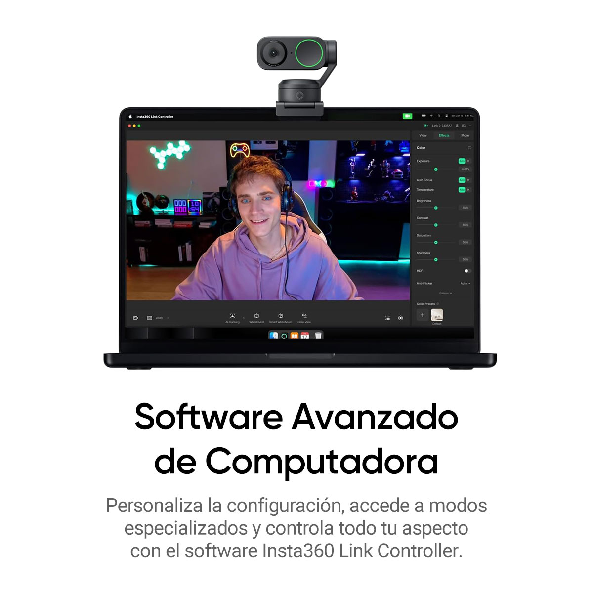 Foto 9 pulgar | Cámara Web Insta360 Link 2C 4K para PC y Mac con Encuadre Automático