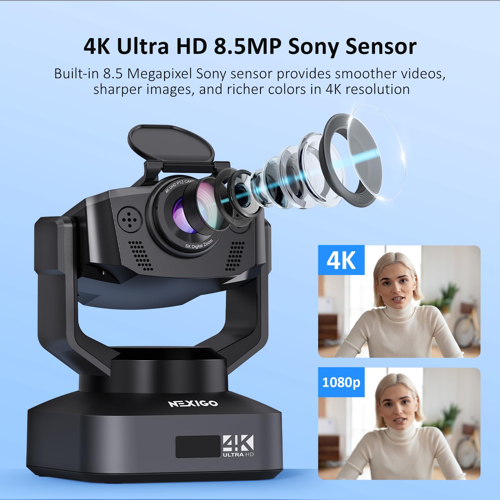 Foto 8 pulgar | Cámara Web Nexigo Zoom Certificada N990 (gen 2) 4k Ptz Con Micrófono - Venta Internacional