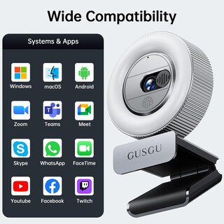 Foto 6 | Cámara Web Gusgu G910 2.5k Quad Hd Para Pc Con Micrófono, Luz Y Cubierta - Venta Internacional.