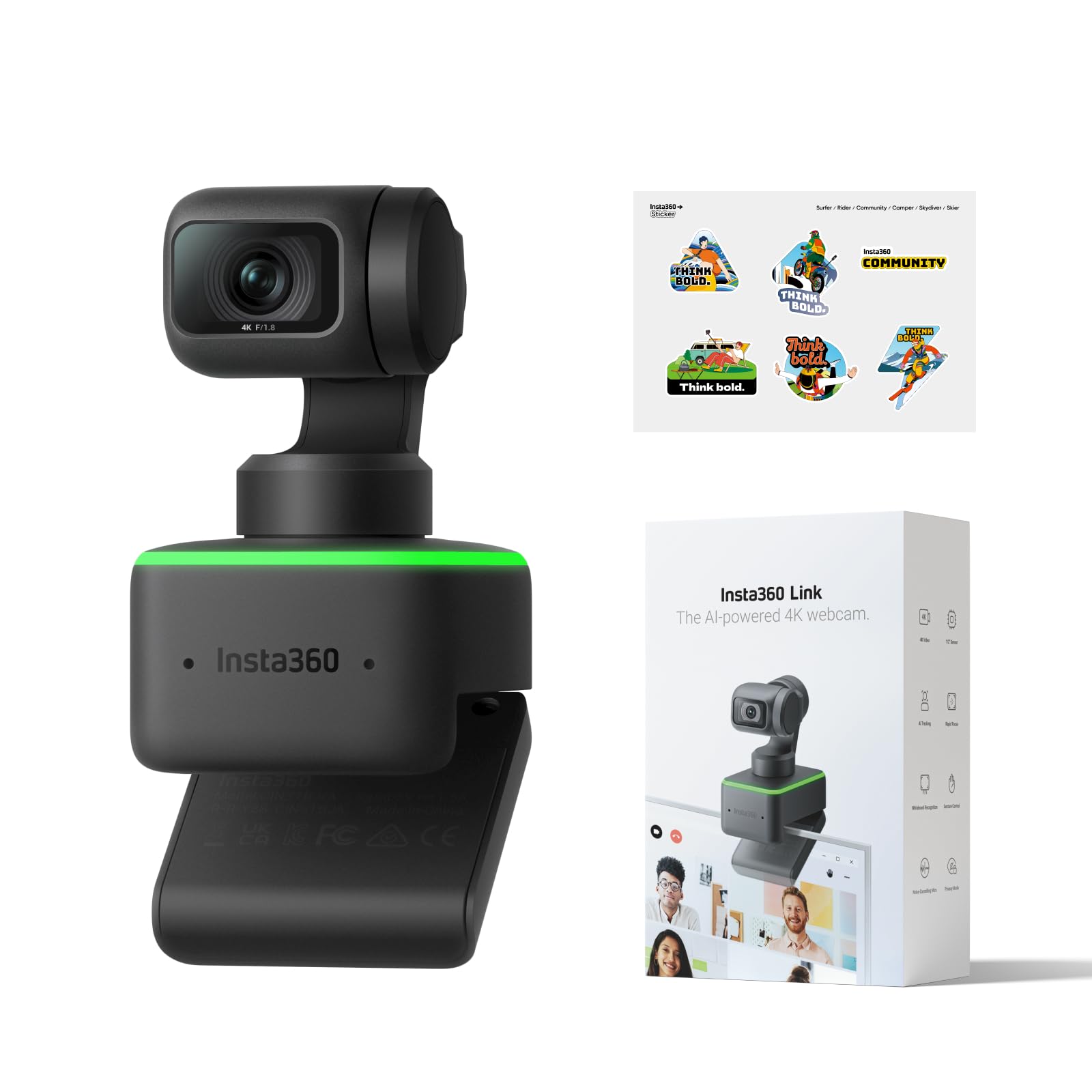 Cámara Web Insta360 Link Ptz 4k Con Sensor 1/2, Seguimiento Por Ia - Venta Internacional.