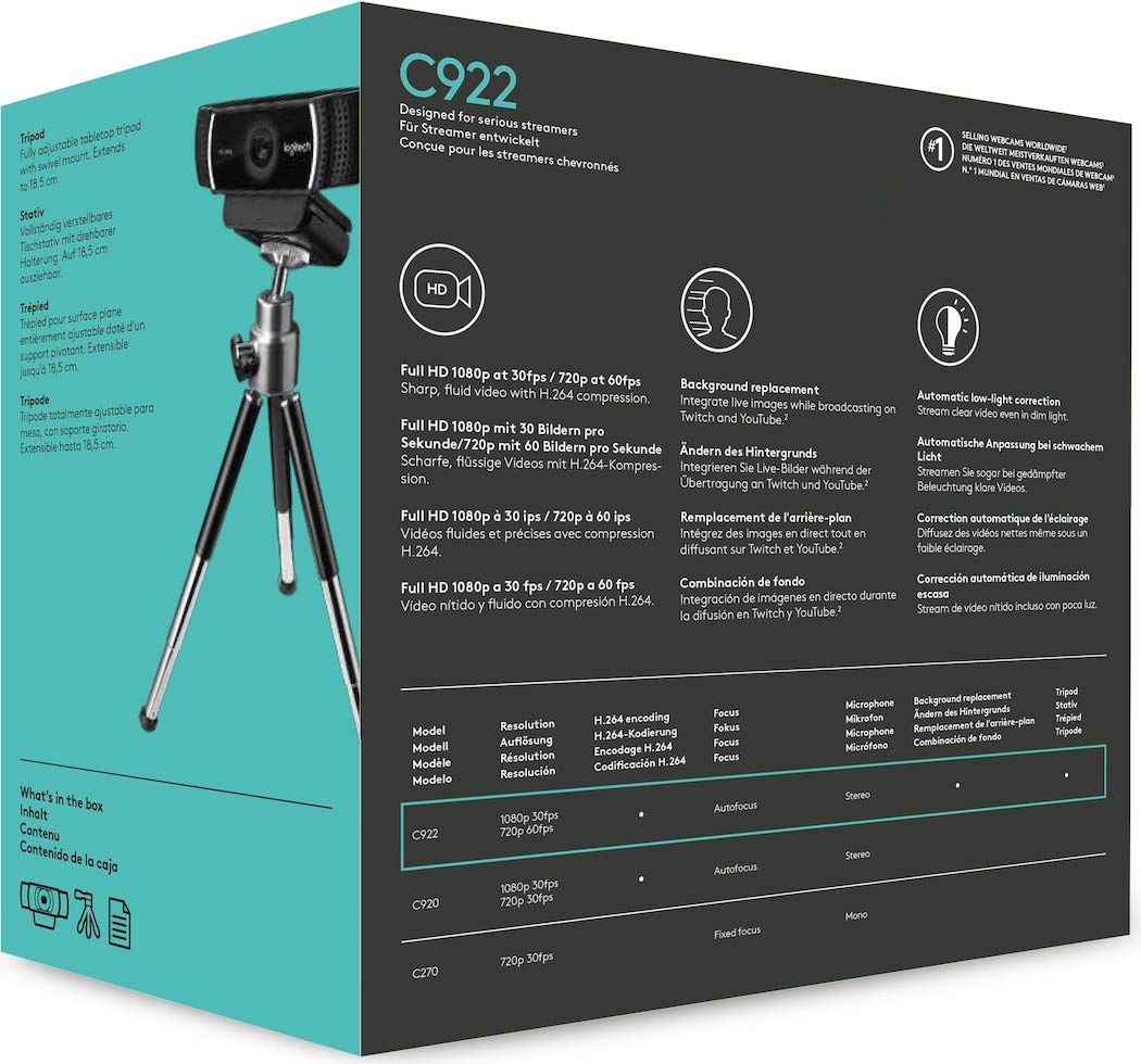 Foto 7 | Cámara Web Logitech Hd C922 Pro 1080p Para Streaming Con Trípode - Venta Internacional.