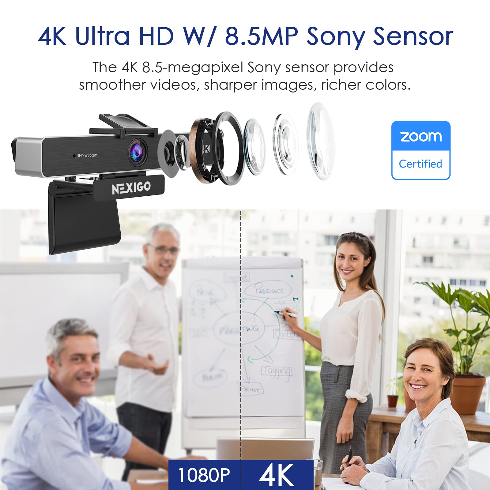 Foto 2 | Cámara Web Nexigo N950p 4k Con Sensor Sony De 8.5 Mp Con Zoom 4k Y Control Remoto - Venta Internacional.