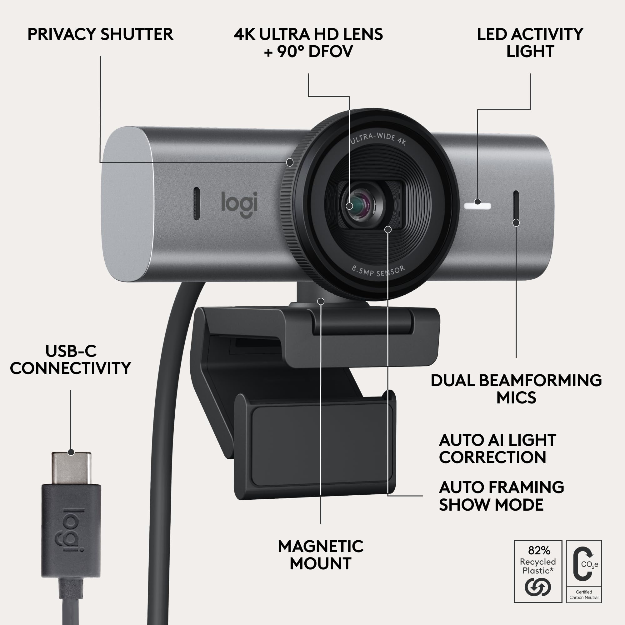 Foto 6 | Cámara Web Logitech Mx Brio 705 Para Empresas 4k Ultra Hd - Venta Internacional.