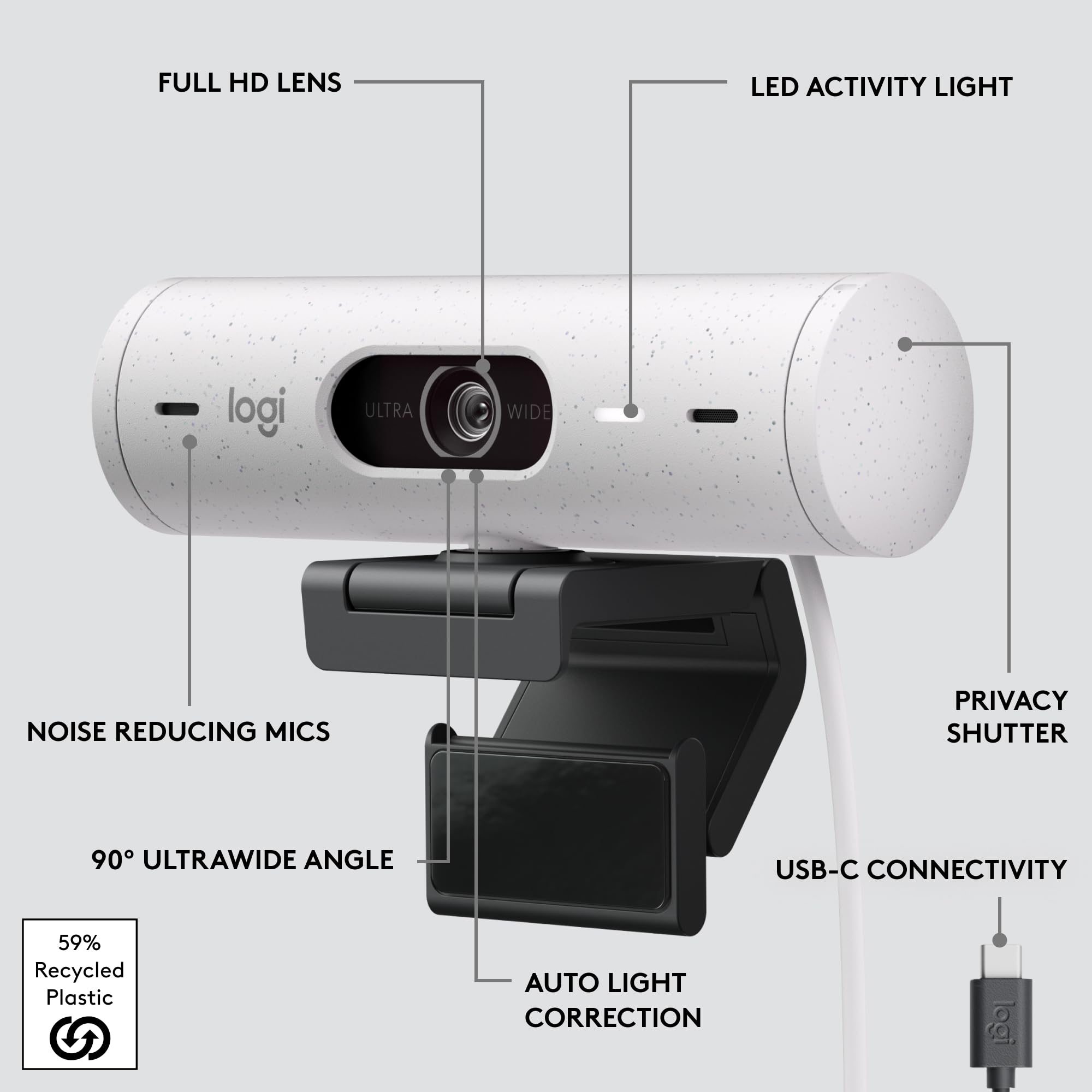 Foto 7 | Cámara Web Logitech Brio 500 Full Hd 1080p Con Corrección Automática De Luz - Venta Internacional.