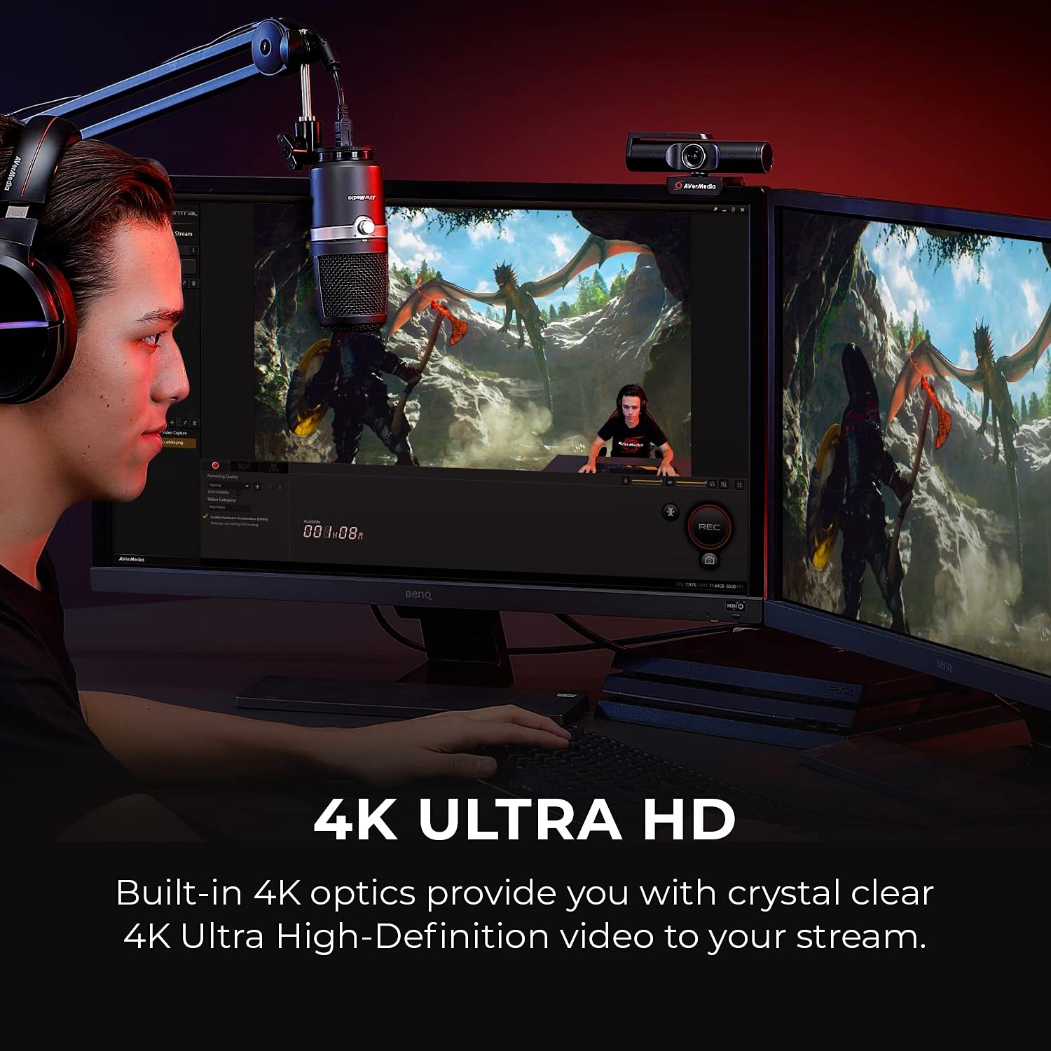 Foto 4 | Cámara Web Avermedia Pw513 Transmisor En Vivo Cam Light 4k Ultra Hd - Venta Internacional.