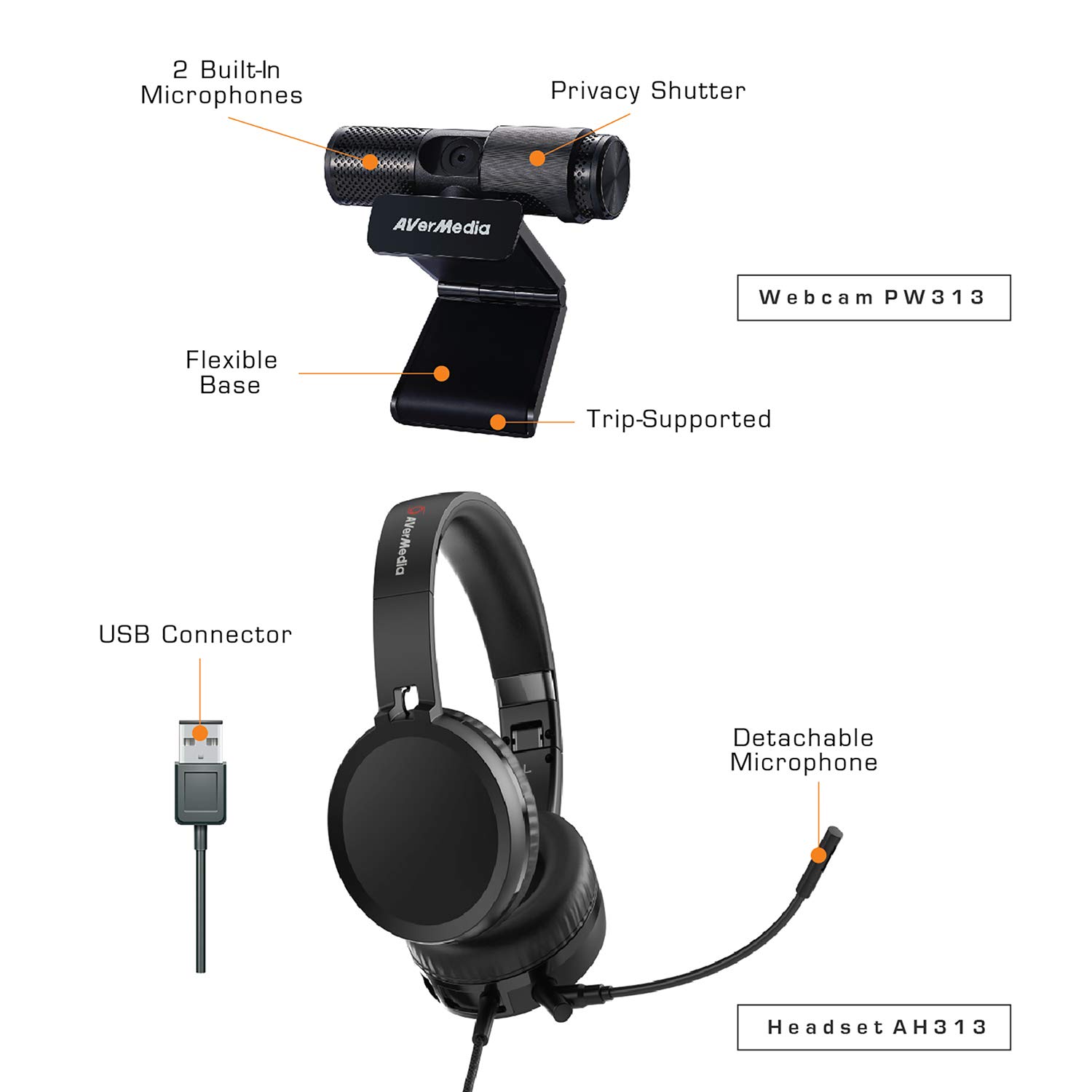 Foto 5 pulgar | Kit De Videoconferencia Avermedia Bo317 1080p Webcam Auriculares Usb - Venta Internacional.