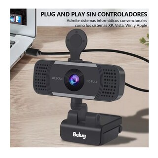 Foto 4 | Cámara Web Belug, Full Hd 1080p Usb Con Micrófono Y Trípode, Negro