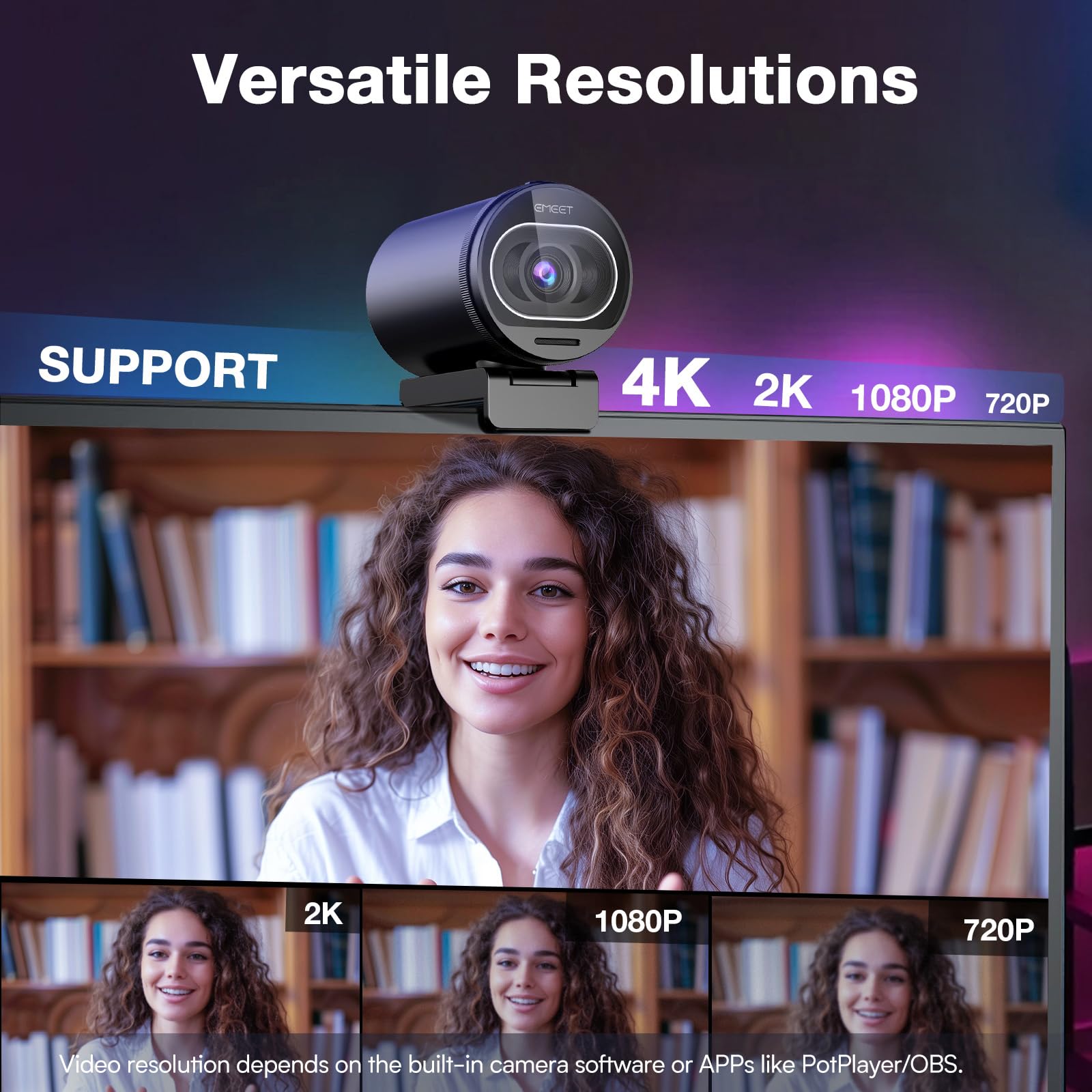 Foto 4 | Cámara Web Emeet S600 4k Con Trípode Para Streaming Con Sensor Sony - Venta Internacional.