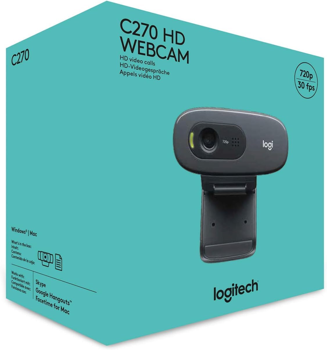 Foto 7 pulgar | Cámara Web Logitech C270 Hd (negra) Con H.264, Grabación De 1080p - Venta Internacional.