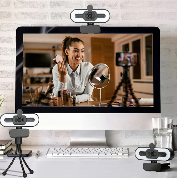 Foto 3 | Xtellar Webcam 4k Hd Profesional Con Micrófono Y Luz De Relleno  Enfoque Automático Y Protección De Privacidad