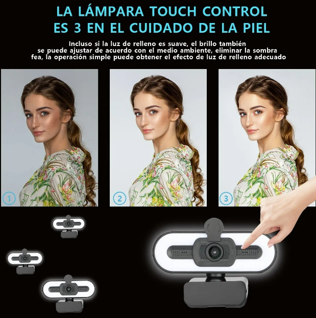 Foto 4 | Xtellar Webcam 4k Hd Profesional Con Micrófono Y Luz De Relleno  Enfoque Automático Y Protección De Privacidad