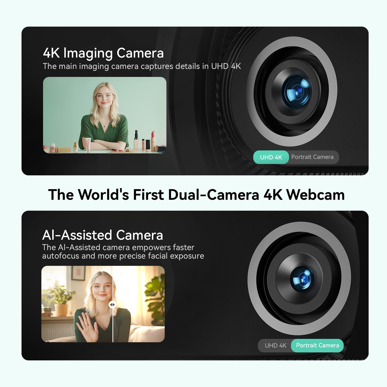 Foto 4 pulgar | Cámara Web Emeet Piko+ 4k De Doble Cámara Alimentada Por Ia Con 3 Micrófonos - Venta Internacional.