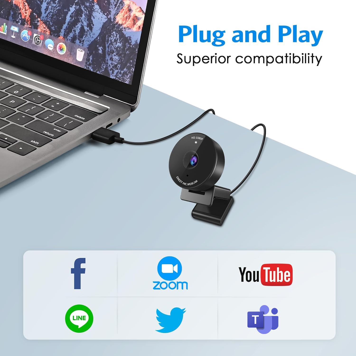 Foto 8 pulgar | Cámara Web Emeet C950 Para Pc 1080p Con Micrófono Y Funda De Privacidad - Venta Internacional.