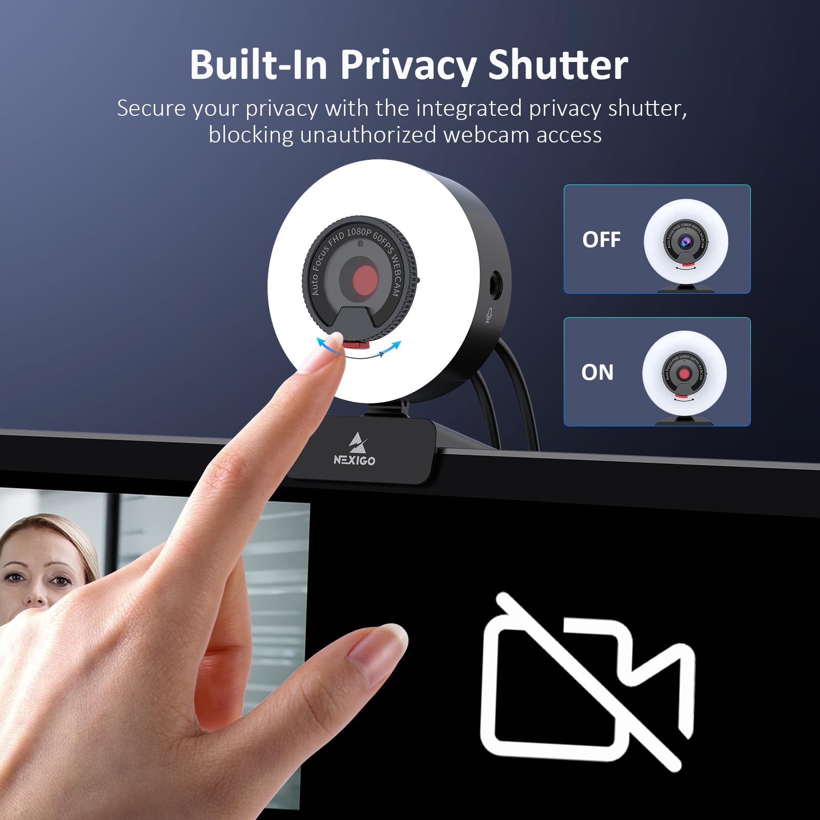 Foto 8 pulgar | Cámara Web Nexigo N960e Pro 1080p 60 Fps Con Conector Para Micrófono/auriculares - Venta Internacional.