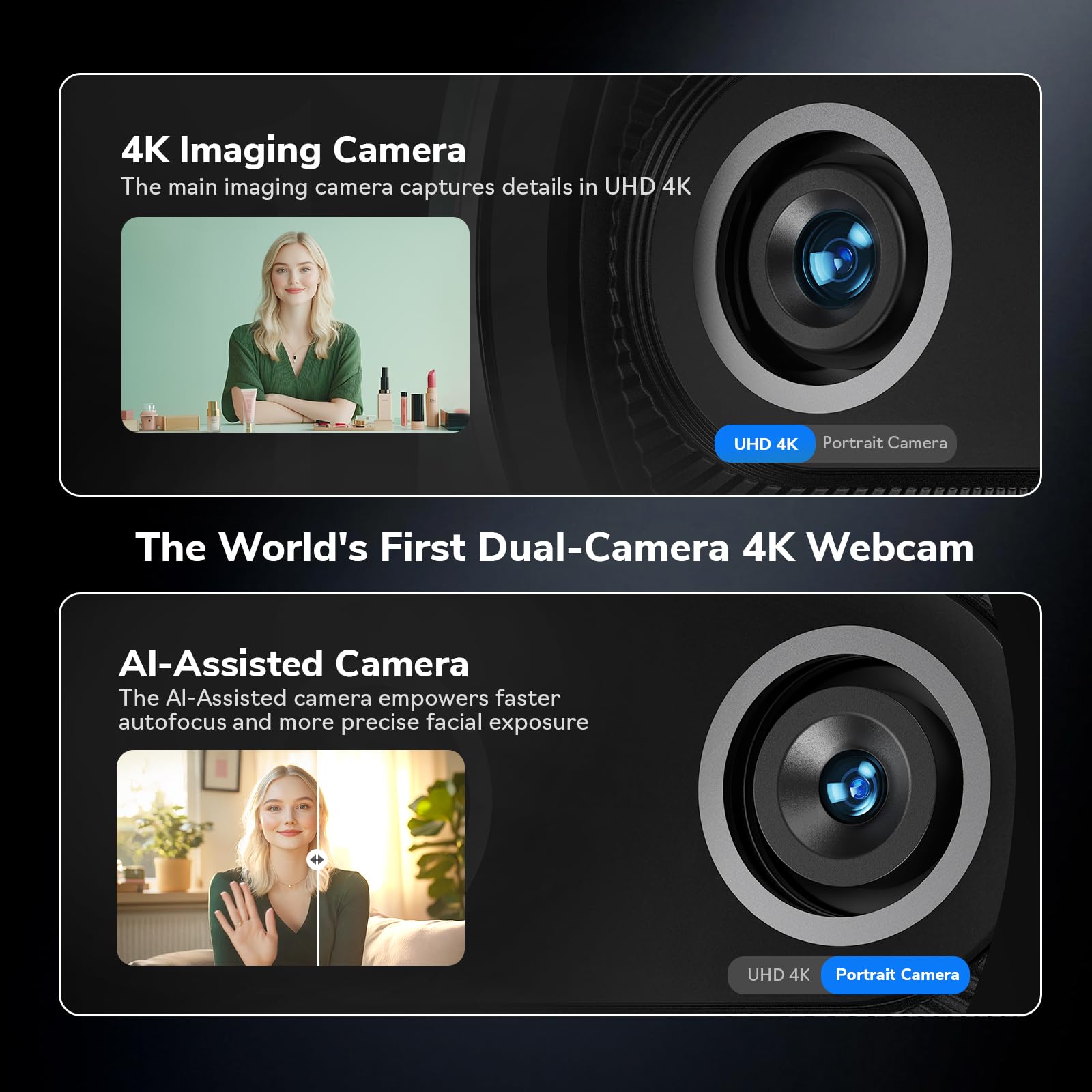 Foto 3 pulgar | Cámara Web Emeet Piko 4k De Doble Cámara Alimentada Por Ia Con Enfoque Automático - Venta Internacional.