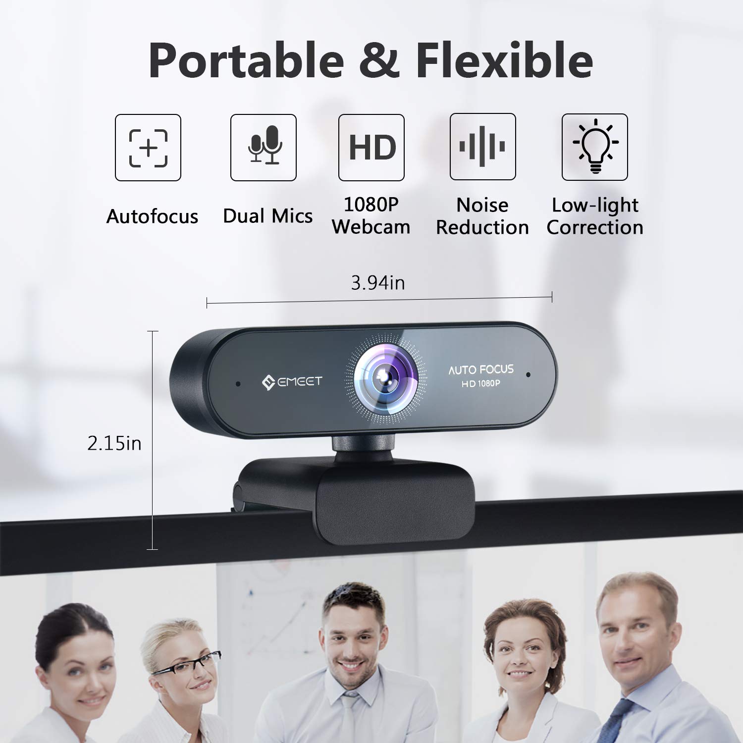 Foto 4 pulgar | Cámara Web Emeet Hd 1080p Usb Con Cubierta De Privacidad Y 2 Micrófonos Para Zoom - Venta Internacional.