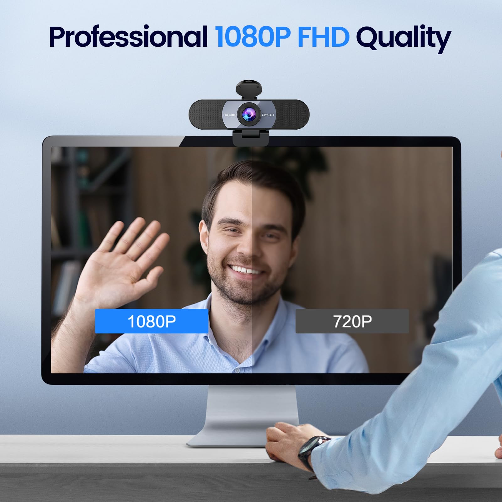 Foto 2 | Cámara Web Emeet C960 1080p Full Hd Con 2 Micrófonos Y Funda - Venta Internacional.