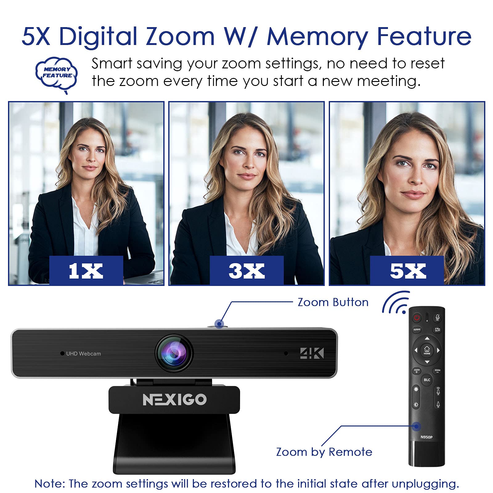 Foto 6 | Cámara Web Nexigo N950p (gen 2) Con Zoom 4k Y Control Remoto Rf Con Zoom De 5x - Venta Internacional.
