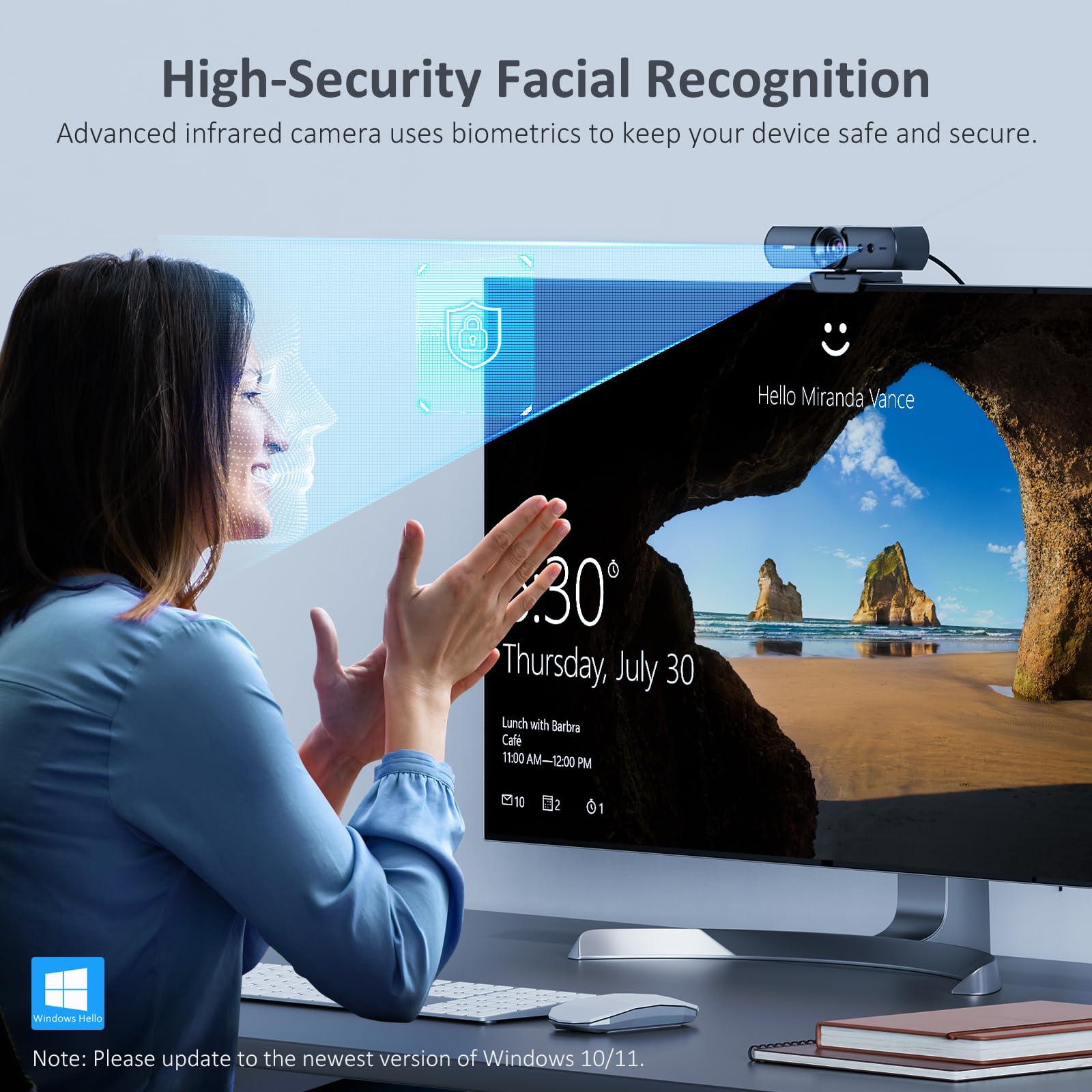Foto 3 pulgar | Cámara Web Nexigo Hellocam 1080p Con Windows Hello - Venta Internacional.