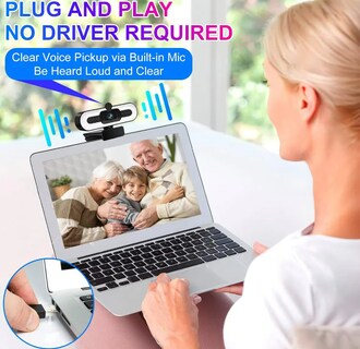 Foto 3 | Xtellar Cámara Web 4k Ultra Hd Con Trípode Y Luz Led Ajustable Para Streaming Y Video Conferencias
