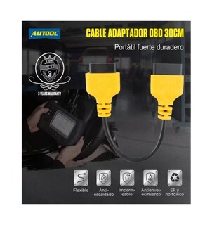 Foto 2 | Autool Obd2 - Cable De Extensión De 16 Pines Y Conectores Amarillo 30cm