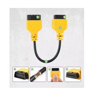 Foto 4 | Autool Obd2 - Cable De Extensión De 16 Pines Y Conectores Amarillo 30cm