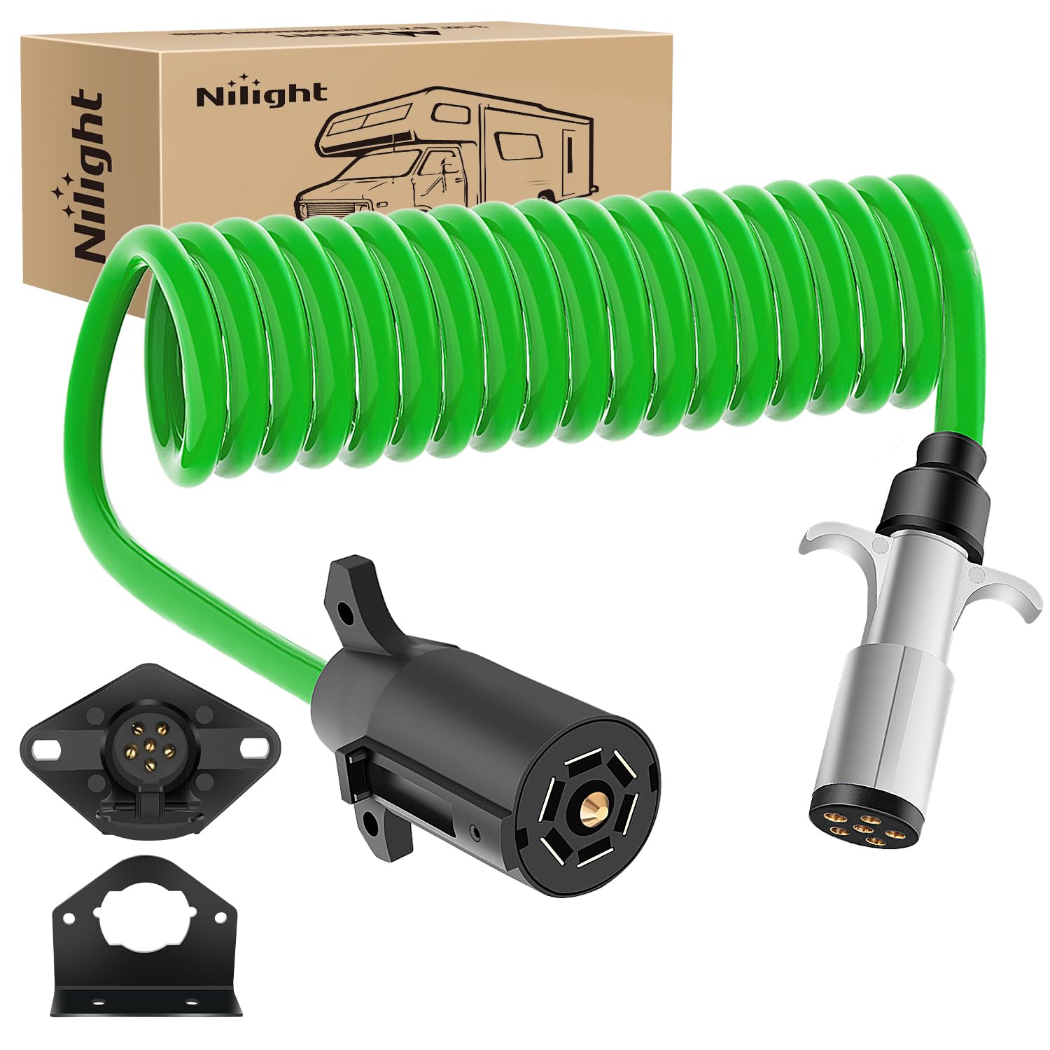 Adaptador Para Remolque Nilight De 7 A 6 Pines, Cable Enrollado De 8 Pies - Venta Internacional.