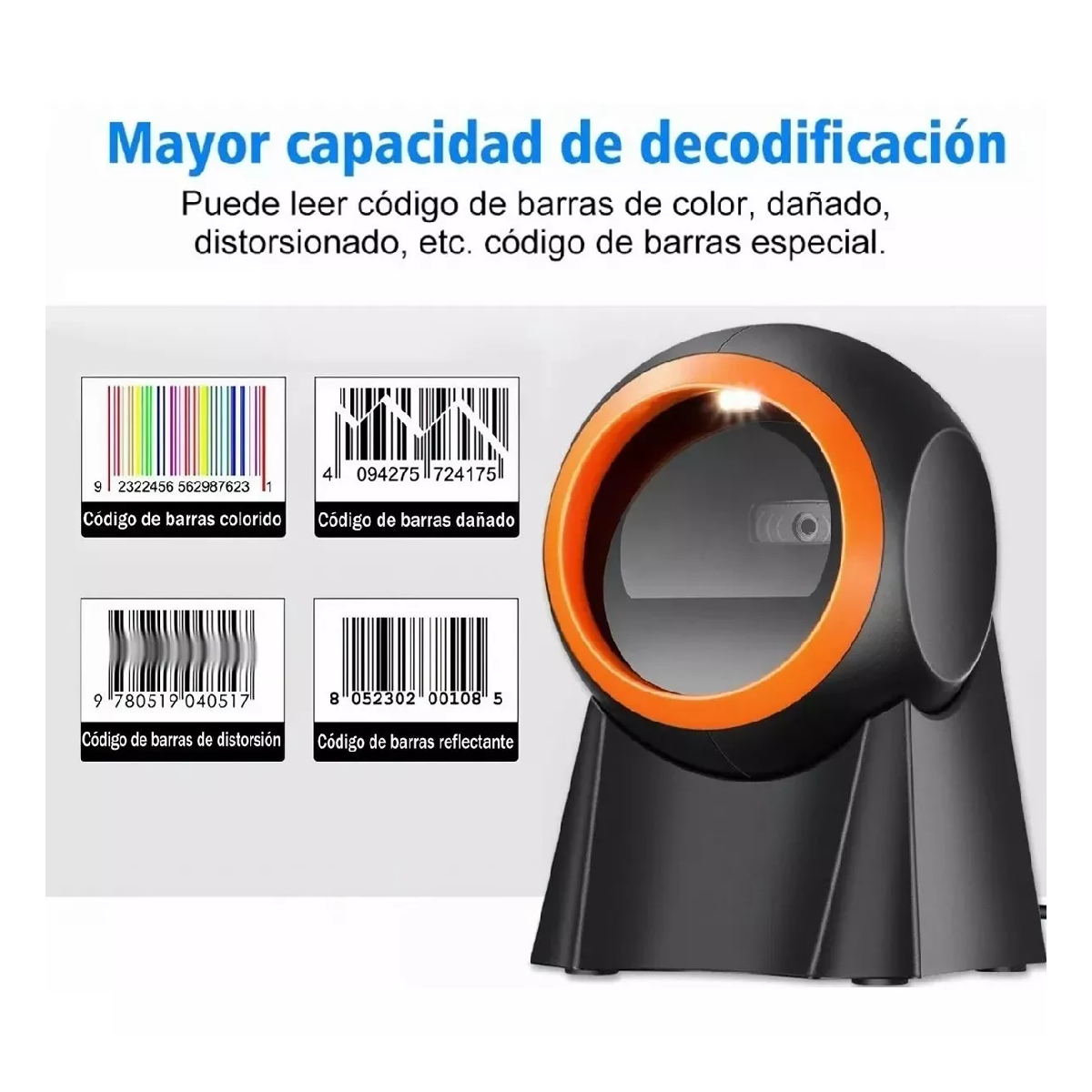 Foto 3 pulgar | Lector de Código Barras Belug Omnidireccional 1D/2D/QR USB Scanner