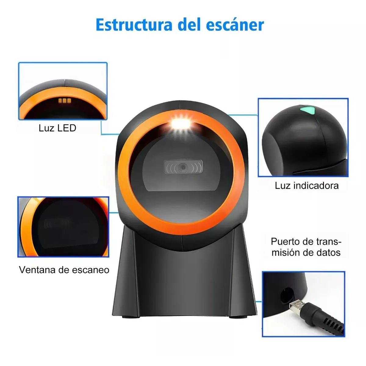 Foto 5 pulgar | Lector de Código Barras Belug Omnidireccional 1D/2D/QR USB Scanner