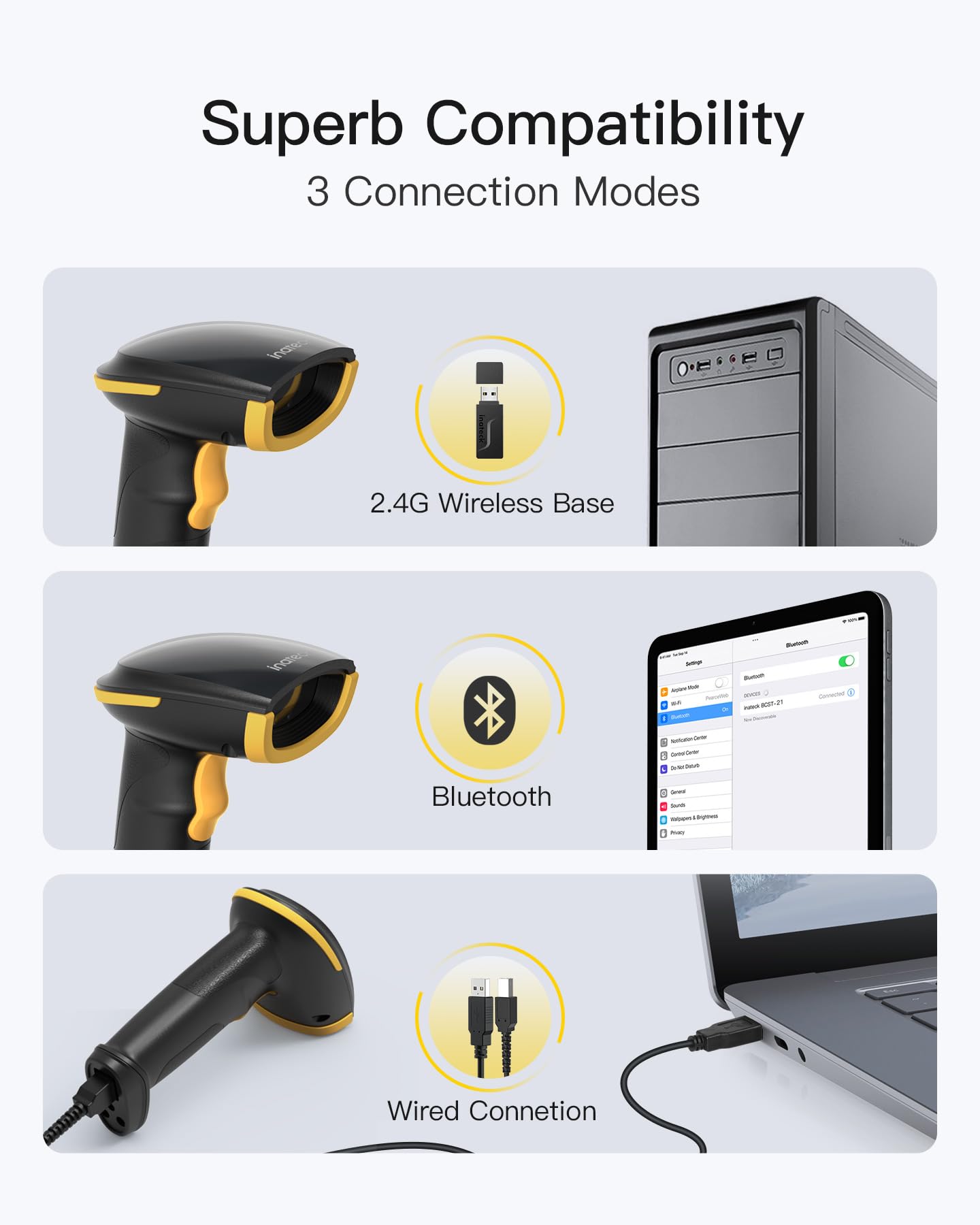Foto 7 pulgar | Escáner De Código De Barras Inalámbrico Inateck Bluetooth 1d Usb Con App Y Sdk - Venta Internacional.