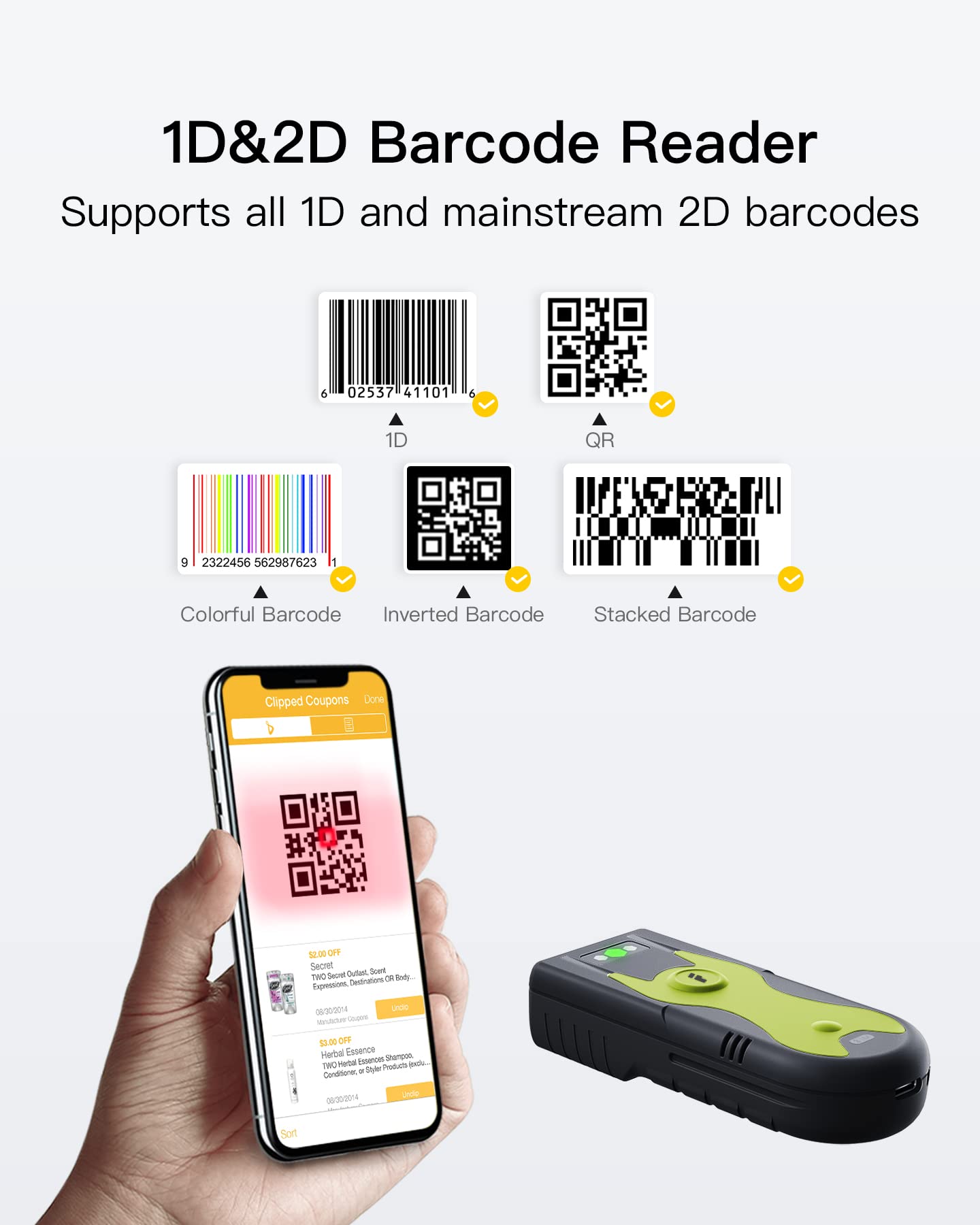 Foto 2 | Escáner De Código De Barras Bluetooth 2d Inateck Bcst-42 Con Adaptador Usb - Venta Internacional.