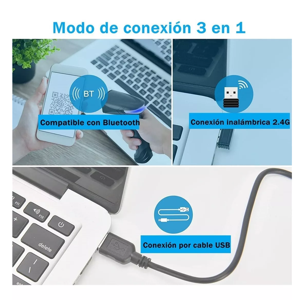 Foto 3 | Lector De Código De Barras Belug 1d/2d Lector Qr Con Usb Redondo Negro