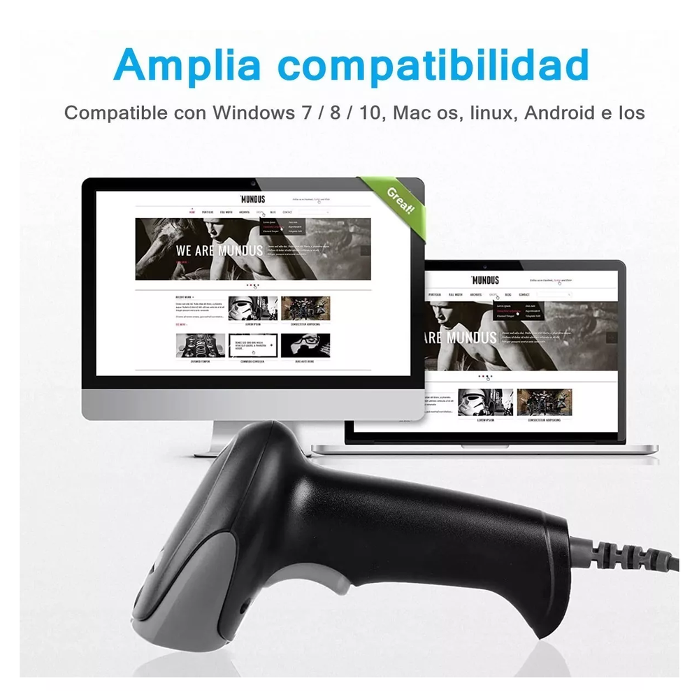 Foto 4 | Lector De Código De Barras Belug 1d/2d Lector Qr Con Usb Redondo Negro