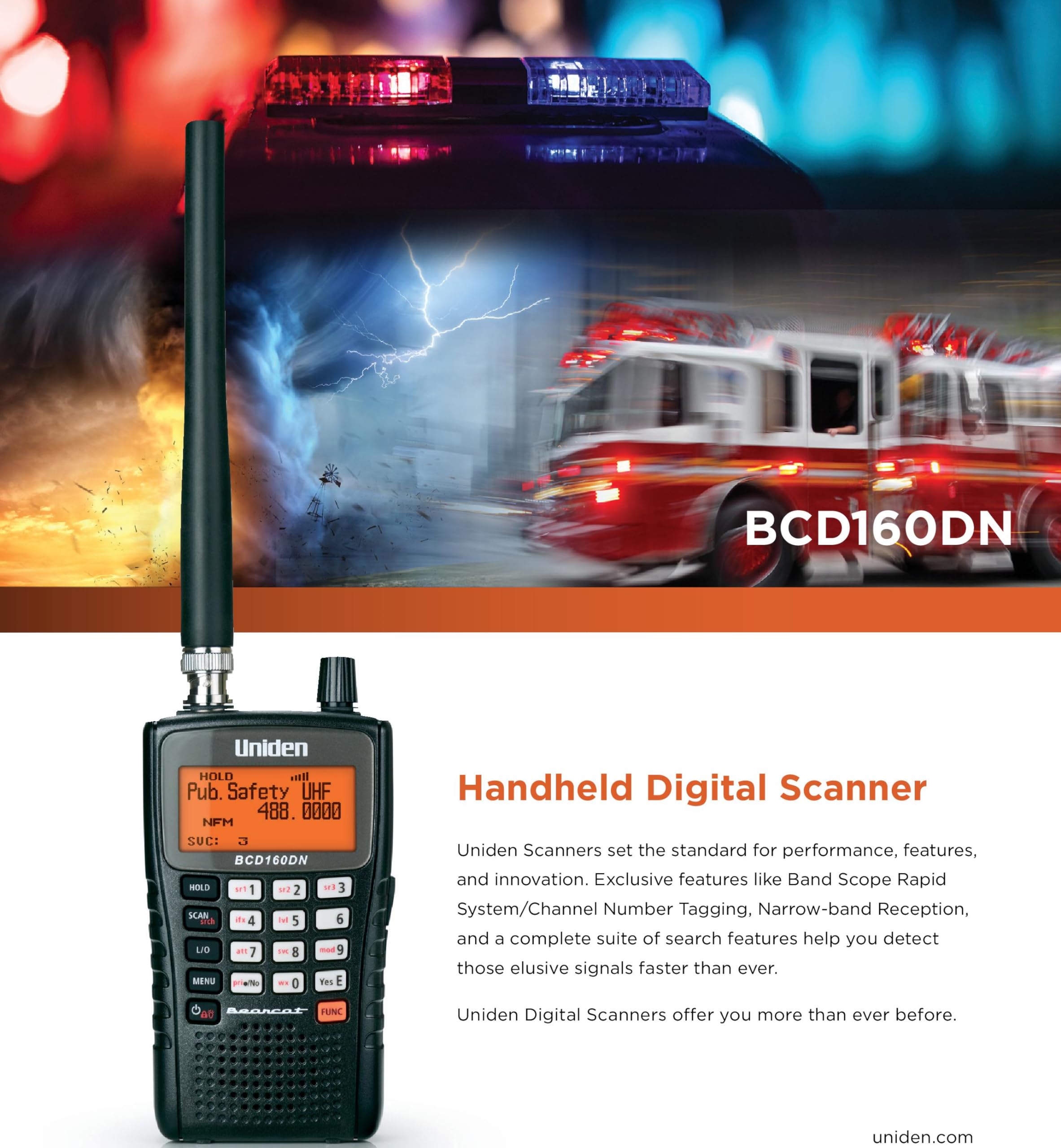 Foto 5 pulgar | Escáner Digital Portátil Uniden Bearcat Bcd160dn - Venta Internacional.